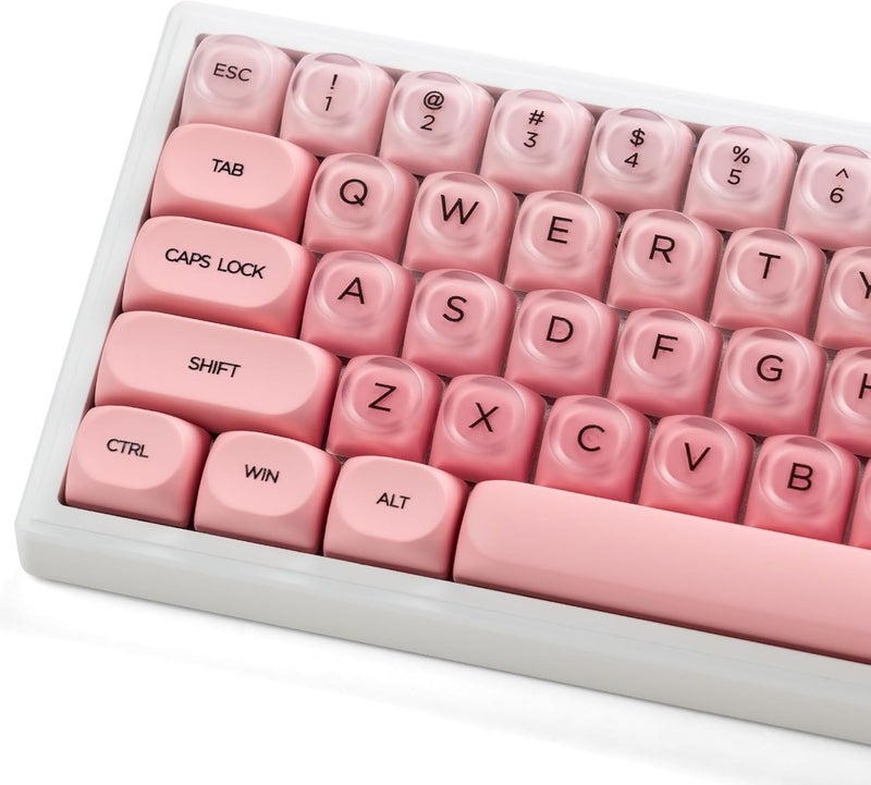 Rainy75 PBT Keycaps, Jelly Keycap Foundation MOA Profile, 132 Keys Cute Custom Keycaps for Cherry Gateron MX Swithes Mechanical Keyboards (Blush Pink) - Image 1